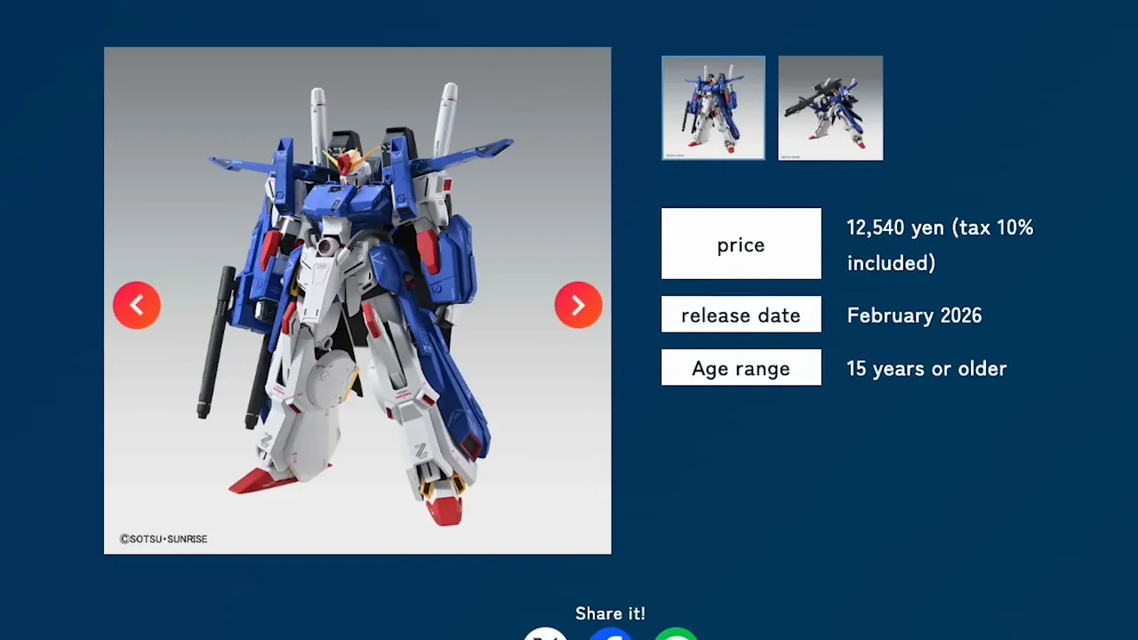 MG Full Armor Double Zeta Verka prototipo en display
